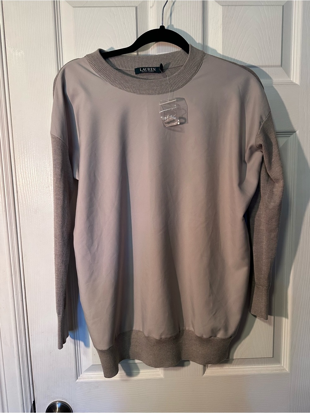 Ralph Lauren Men’s Silk Blend Crewneck Sweater in Light Taupe